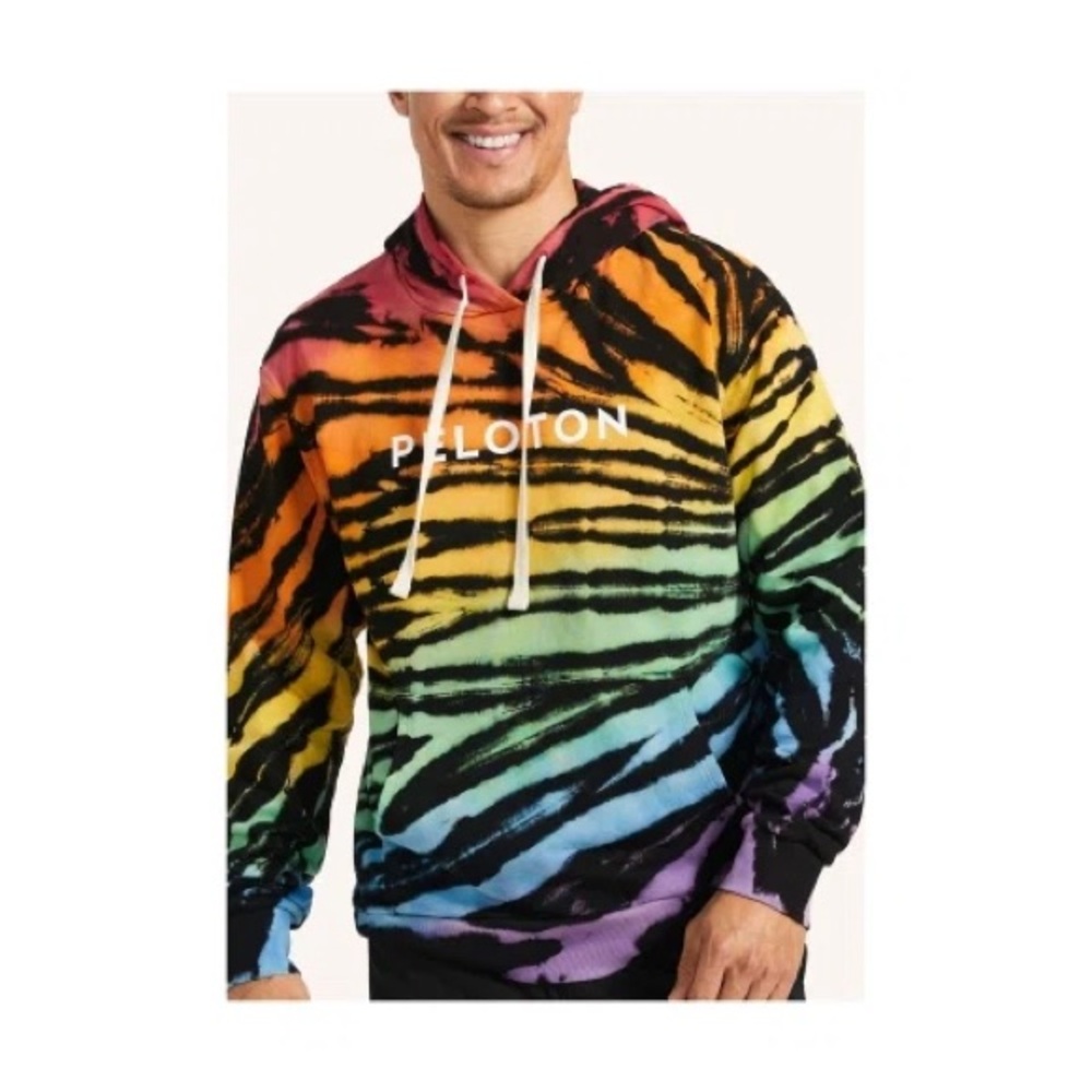 Peloton Red and Orange Sweatshirt Vibrant Tie-Dye Hoodie
